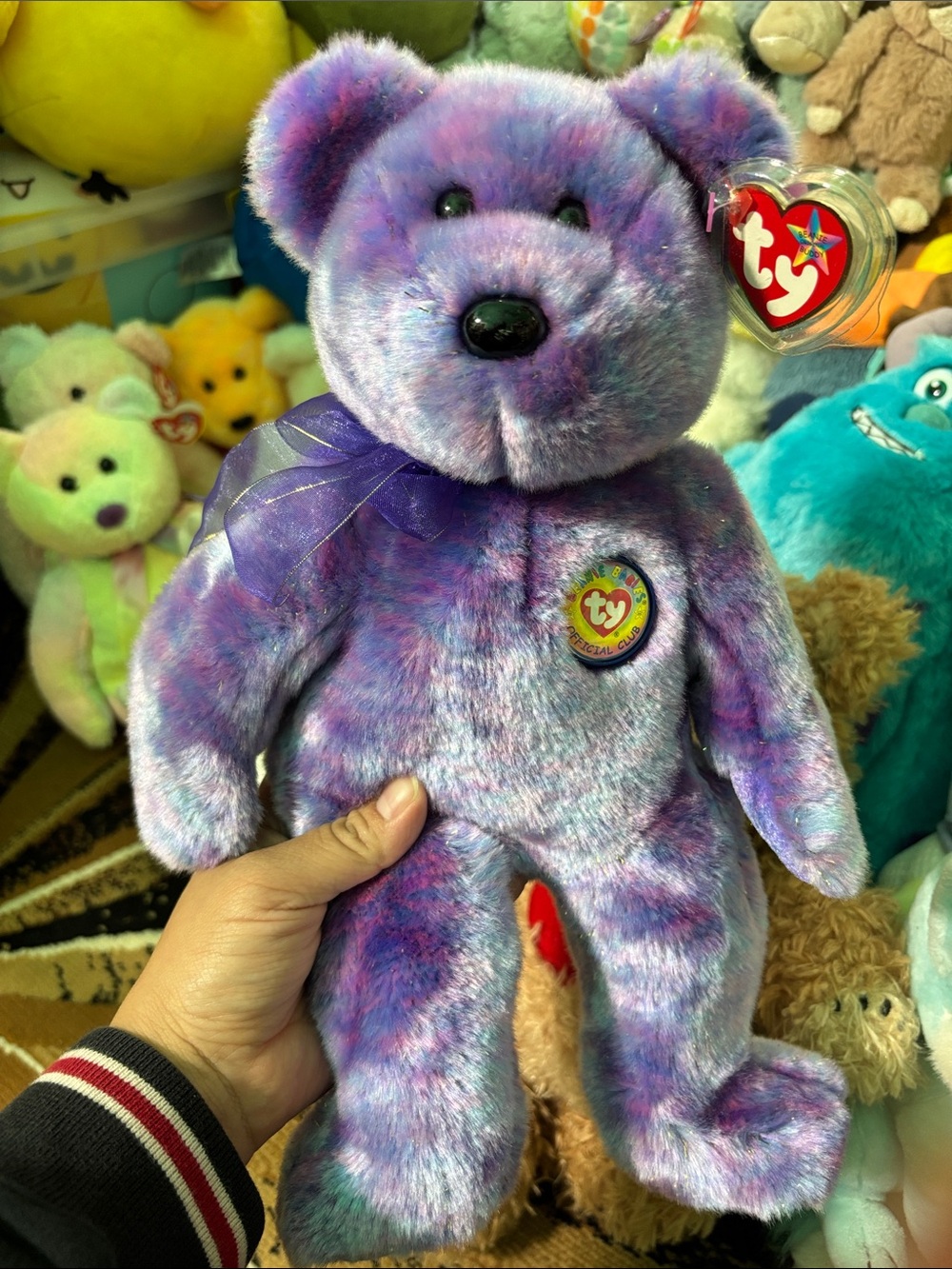 Ty beanie buddie bear club IV purple shimmery 2001 retired